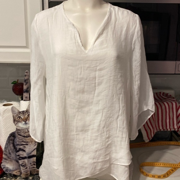 R womens Davina solid white lined 3/4 sleeve regular size top XL - Picture 1 of 3